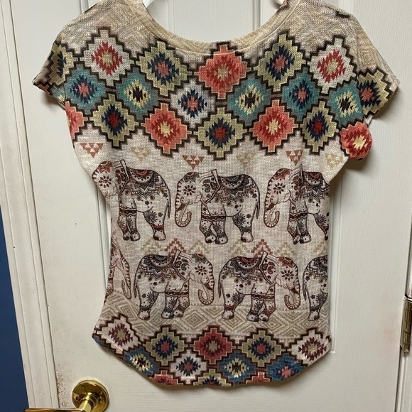 - GAZE USA ELEPHANT KNIT Top SHIRT Gray Pink SWEATER Small Animal Safari T… - Picture 3 of 7